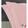 Home Tresor - Raffinata Coppia di Federe Cuscini Letto con Volant - 100% Puro Cotone - Made In Italy - 57 fili cm2 - cm. 52x82 - Rosa