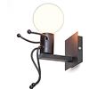 Mengjay Creativo Lampada da parete umanoide，applique da parete E27 Iron interno lampada vintage apliques luce da parete interno moderno per Corridoio,Camera da Letto, Cucina, Bar, Caffè,Ristorante.