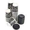 DUE ESSE S.N.C. DI SABATINI ALDO & C. PZ 100 Bicchieri 280 ML in Carta Decorato + PZ 100 Coperchio Nero con BECCUCCIO per Bevande Caldo Come Cappuccino E Caffe