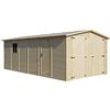 TIMBELA Garage in legno naturale A222x616x324 cm/18 m2- Magazzino esterno con finestre - Capanno da giardino - per auto, bici, deposito attrezzi e rimessa - TIMBELA M102