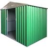 Eurobrico Casetta Garage da giardino Porta Utensili Box in LAMIERA ZINCATA 0,27 mm verniciata di verde con porte scorrevoli (M L187 x P173 x H194)