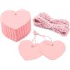 jijAcraft Etichette Carta Kraft Forma di Cuore Tag Regalo di San Valentino, 100 pezzi e 20 metri Spago Rosa e Bianco, per Matrimonio Compleanni Artigianato (Rosa)