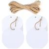 jijAcraft Etichette Carta Kraft Rotonde 5,5 cm, 100 pz Tag Regalo Cartoncino e Spago di Iuta, per l'artigianato Matrimoni Battesimo Natale (Bianco)