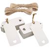 jijAcraft Etichette Carta Kraft Tag Regalo Cartoncino 9,5x4,5cm, 100 Pezzi, Spago di Iuta 20M, per Bomboniere San Valentino Artigianato (Bianco)