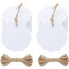 jijAcraft Etichette Rotonde in Carta Kraft 6x6cm, 100 pz Tag Regalo Cartoncino e Spago di Iuta, per l'artigianato Matrimoni Battesimo Natale (Bianco)