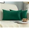 GIRASOLE HOME Coppia Federe Cuscini in Velluto Per Divano e Letto Copricuscini Antiacaro e Ipoallergenico Arredamento Casa con Zip Invisibile 2 pezzi (30x50cm, Verde)