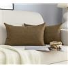 GIRASOLE HOME Coppia Federe Cuscini in Simil Lino Antiacaro e Ipoallergenico Per Divano e Letto Copricuscini Arredamento Casa con Zip Invisibile 2 pezzi (30x50cm, Marrone)