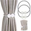 Pinowu Fermatende magnetici per tenda 2 pezzi, con perle decorative, per tende piccole, sottili o trasparenti, Fermatenda (grigio)