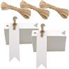 G2PLUS 200 PCS Etichette Regalo,Etichette in Carta Kraft,7x2CM Tag Regalo con Spago in Juta da 30M per Matrimoni,Compleanni e Natale (Bianca)