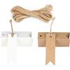 jijAcraft 200 pezzi Etichette in Carta Kraft Tag Regalo Cartoncino 7x2CM con Spago di Iuta, per Bomboniere Natale Compleanno Artigianato (Marrone+Bianco)