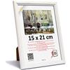 3-B Cornice per foto JENA - bianco - 15x21 cm (A5) cornice in legno esotico con vetro acrilico