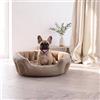 Italian Bed Linen Cuccia Morbida per Cani e Gatti da Interno - Letto Invernale in Pile Caldo con Base Impermeabile Antiscivolo - Comfort Massimo (Coccole, 48x42x16 cm, Beige)