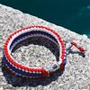 Croci C5179817 Collare Intrecciato Silver Twine Navy con Charm in Argento, 30 cm - 30 g