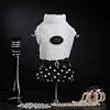 Trilly Tutti Brilli Jacqueline Abito in Lana con Gonna a Pois e Applicazione Termica Bianco, S - 1 Prodotto