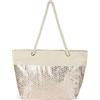 styleBREAKER Ladies XXL Borsa da spiaggia grande con motivo a infinito metallico e cerniera, borsa a tracolla, shopper 02012347, colore:Beige - Rosa Oro