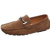 Jamron Uomo Elegante Fibbia Mocassini Comfort Scamosciato Scarpe di Guida Moda Pantofole Marrone SN19020 EU47.5