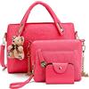 FiveloveTwo Donne 4Pcs Borse a Mano Spalla Tracolla Zainetto Tote Borsa in pelle PU Grande Tote + Borsetta + Borsa a tracolla + Porta carte Rosa