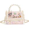 LIGUL Borsa a tracolla per bambini, per bambine e bambine, con fiocco, con motivo a croce, per bambini e bambine dai 2 ai 5 anni (S, Perla rosa)