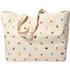 Sowel® Borsa da Spiaggia Ricamata, Shopper, Borsa a Tracolla, Tela di Cotone Naturale, 50 x 20 x 40 cm (LxWxH)