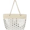 styleBREAKER Ladies XXL Borsa da spiaggia grande con motivo a punti metallici e cerniera, borsa a tracolla, shopper 02012342, colore:Beige-Argento