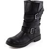 Toocool - Scarpe Donna Stivali Biker Motociclista Ecopelle Casual Fibbie Nuovo 1050 [36,Nero]