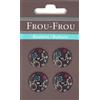 Frou-Frou 7124 18 8 - Bottoni in Nylon, Confezione da 4 Pezzi, Motivo Floreale, Colore Sfondo: Viola