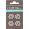 Frou-Frou 7090 18 401 - Bottoni in Nylon, Confezione da 4 Pezzi, Motivo: Pois, Colore Sfondo: Grigio Chiaro