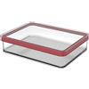 Rotho Loft Contenitore Rettangolare con Coperchio e Guarnizione, Plastica (SAN) senza BPA, Trasparente/Rosso, 1 L, 20.0 x 15.0 x 4.8 cm
