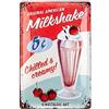 Nostalgic-Art Targa Vintage USA - Milkshake - Idea Regalo per Amanti delle cene, in Metallo, Design Retro per Decorazione, 20 x 30 cm