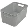 BranQ Home Essential - Cestino multifunzione universale, in rattan sintetico, misura M 10 l, in plastica PP senza BPA, 28,8 x 19,7 x 16,2 cm, colore: Grigio chiaro