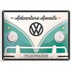 Nostalgic-Art Targa Vintage Volkswagen - Bulli T1 - Adventure Awaits - Idea Regalo per i Bus VW, in Metallo, Design Retro per Decorazione, 15 x 20 cm