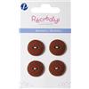 Récréatys 7123 18 11 - Confezione di 4 Bottoni in Nylon, Motivo: Pois Rossi su Sfondo Marrone, 18 mm