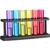 Relaxdays Set Bicchieri Shot, 6 bicchierini per Shottini con Supporto, 4 cl, a Forma di Provetta, Plastica, colorati