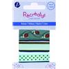 Récréatys 4425 10 7 3 - Nastri Assortiti in Cotone su Supporto di Carta, Colore: Turchese, 1 m