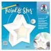 URSUS 18770002 Twinkle Star, bianco, ca. 19,3 x 18,3 x 8 cm, cartoncino fotografico 300 laser e scanalato, 2 stelle in carta trasparente 115 g/m2, staffa portalampada 19,3 x 18,3 cm
