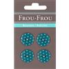 Frou-Frou 7090 18 211 - Bottoni in Nylon, Confezione da 4 Pezzi, Motivo: Pois, Colore: Turchese