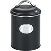 Wenko Barattolo portaoggetti Nero 1 litro, Barattolo salvafreschezza, ermetico, in Metallo Verniciato, Ø 11,5 x 16,5 cm, Colore Nero