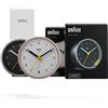 Braun His/Hers Analogue Alarm Clock New Home House Warming Gift Bundle for Men & Women with Snooze and Light, Quiet Quartz Movement, Crescendo Beep Alarm in Black, model BC12SB, BC12PW (2 Pack)