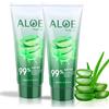 ASYBO 200x2 ML Gel di Aloe Vera - Idratante Viso e Corpo di Aloe Vera Pura 99% Organica, Crema Naturale di Aloe per Pelle Secca, Scottature Solari, Acne, Lenitiva e Idratante