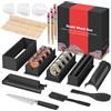 SKYSER Kit sushi set 20 pezzi, adatto ai principianti da preparare da soli, con stampo per polpette di riso, coltello, tappetino per rotolare, bacchette, set completo Piatti da sushi (Nero)
