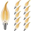 MZYOYO Lampadina a candela a LED E14, E14, 4 W, a filamento classico, 2700 K, luce bianca calda, sostituisce 35 Watt, non dimmerabile, vetro ambra, 10 pezzi