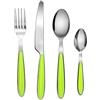 EXZACT Colore Posate in acciaio inox set 16 pz - 4 x Forchetta, 4 x Coltelli, 4 x Cucchiai Cena, 4 x Cucchiaini (Verde x 16) .(EX07)