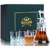 KANARS Caraffa e bicchieri da Whisky in cristallo per Whisky, Scotch,  Cognac, Martini, 800 ml, bottiglia con 4 x 300 ml, bicchiere da Whiskey, 5  pezzi, bella scatola Cadea : : Casa e cucina