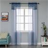 GIRASOLE HOME Coppia Tende Voile Semi Trasparenti a Righe Tenda per Soggiorno Camera Cameretta Cucina e Interni 2 Pannelli con Tasca (70x235cm, Blu+Grigio)