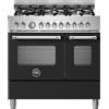 Ⓜ️🔵🔵🔵👌 BERTAZZONI MAS96L2ENET - Cucina 90 cm, 6 bruciatori gas, NERO OPACO, doppio forno elettrico, Classe A, Classe A+