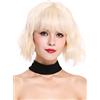 WIG ME UP - DL-052-88 Parrucca donna Corta Frangetta Lungo bob Voluminosa Scompigliata Ondulata Biondo chiaro Biondo molto chiaro
