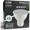 Eurocali 5x Lampadine LED GU10 10W Professionali Satinata Antiabbaglio 1000 lumen - Forma: Faretto - Luce Bianco Naturale 4000K - Fascio Luminoso 100°