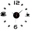 Honfitat Aliciashouse Grande Orologio da Parete Wall Sticker Fai da Te per caffè Tazza da tè Numero Clock Home Cafe Decor -Black