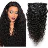 Mila Human Hair Mila 20inch/50cm Extension Clip Capelli Veri 100% Umano Capelli Brasiliano Virgin Hair Natural Wave Ricci per Testa Piena 8pc 120gram Naturale Nero 1B