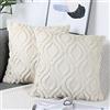 NIULAA Set da 2 Fodere per Cuscini 45x45 Beige in Velluto di Lana Peluche Fodera Cuscino Decorativo Boho Ricamato in Pelliccia Copricuscini Quadrata Lusso per Divano Soggiorno